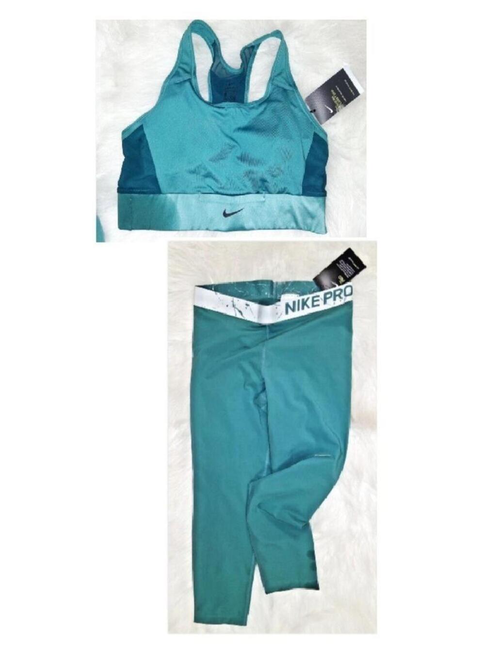 NEW NIKE PRO RUNNING WORKOUT PANTS & SPORTS BRA SIZE LARGE YOGA GYM FITNESS
